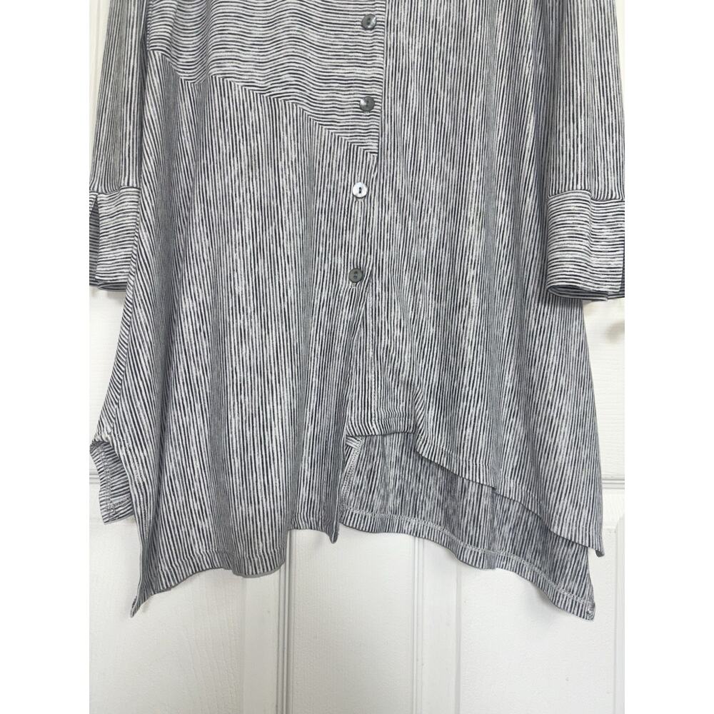 Joseph Ribkoff Asymmetrical Striped Abstract Button Tunic Top 4 Artsy Lagenlook - Picture 6 of 7
